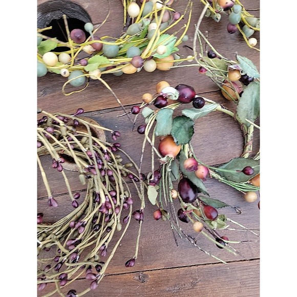 Lot 7 Pip Berry Vine Napkin Candle rings 2.5” & 4.5" opening Red Burgundy Green - Picture 4 of 8